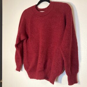 peruvian connection 100% alpaca hand knit crew neck chunky knit pullover sweater